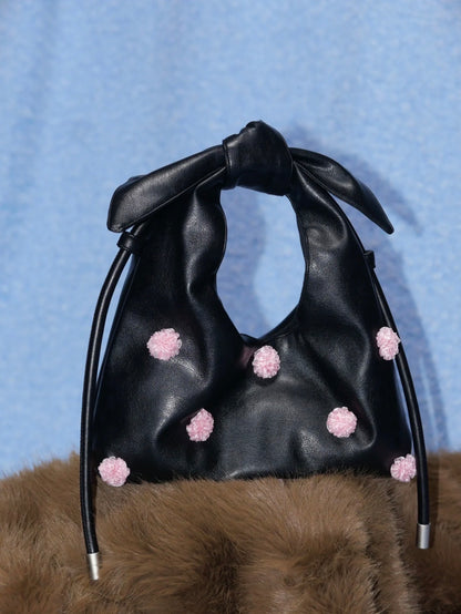 Floral-Decor Mini Triangle Crossbody Bag