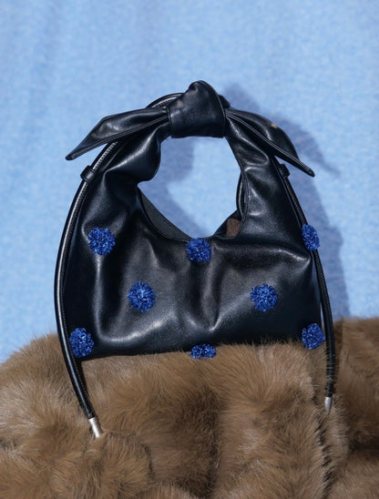 Floral-Decor Mini Triangle Crossbody Bag