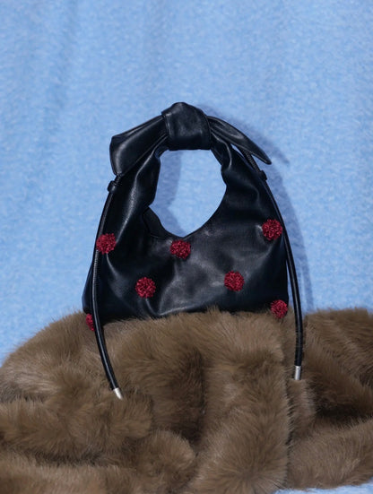 Floral-Decor Mini Triangle Crossbody Bag