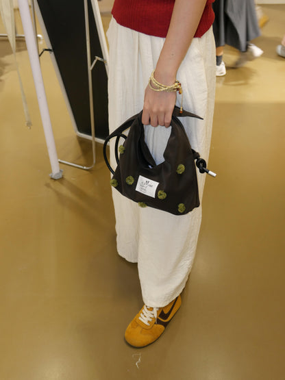 Floral-Decor Mini Triangle Crossbody Bag