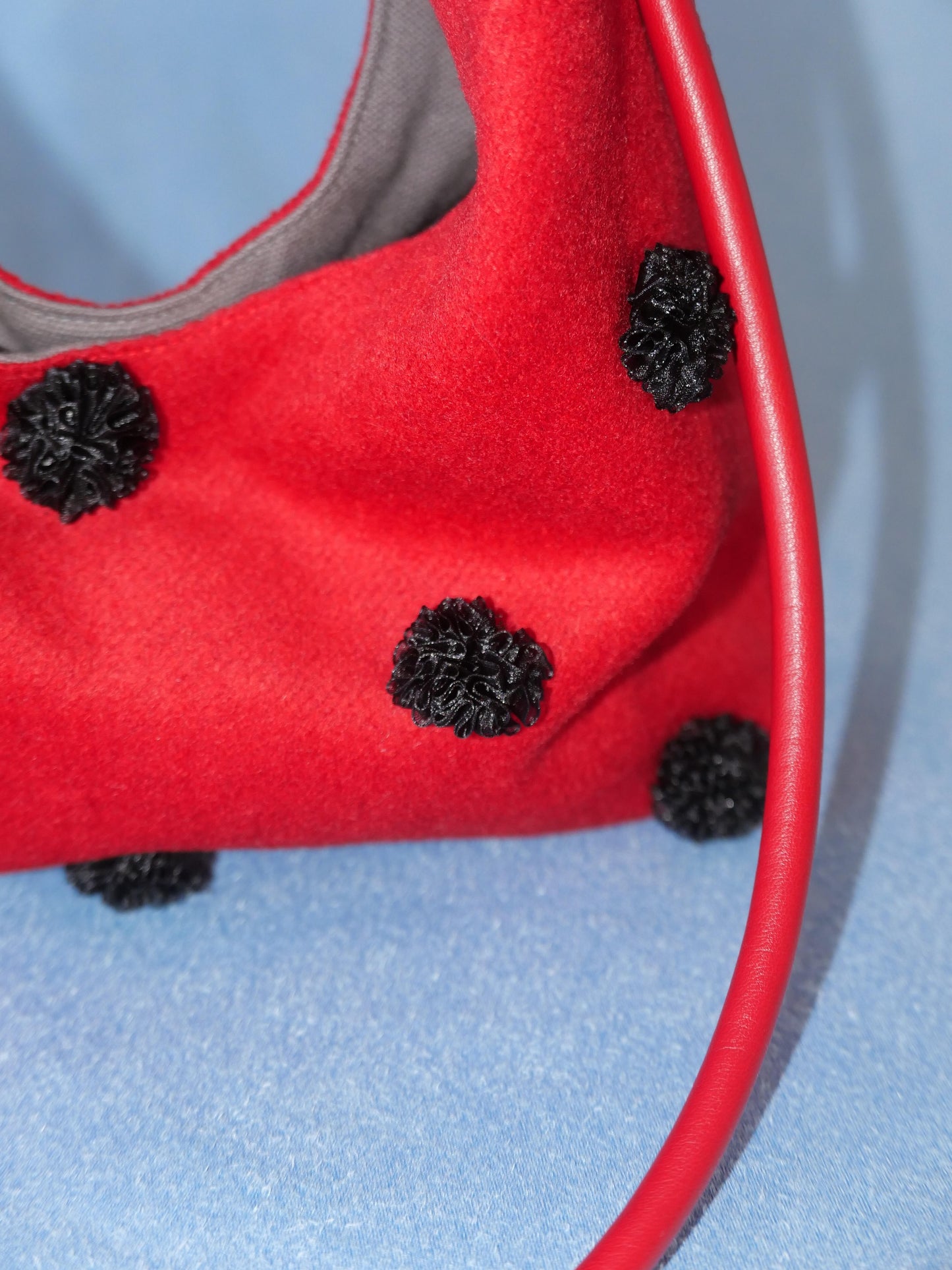 Floral-Decor Mini Triangle Crossbody Bag