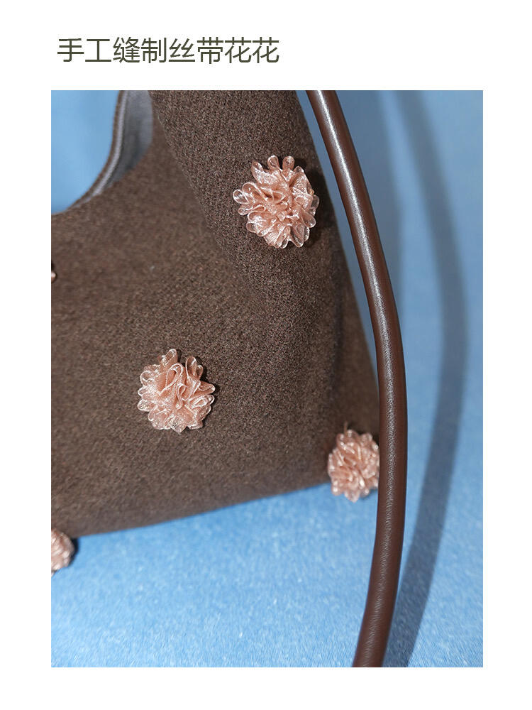 Floral-Decor Mini Triangle Crossbody Bag