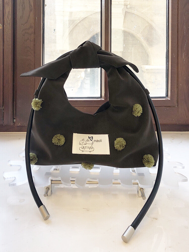 Floral-Decor Mini Triangle Crossbody Bag