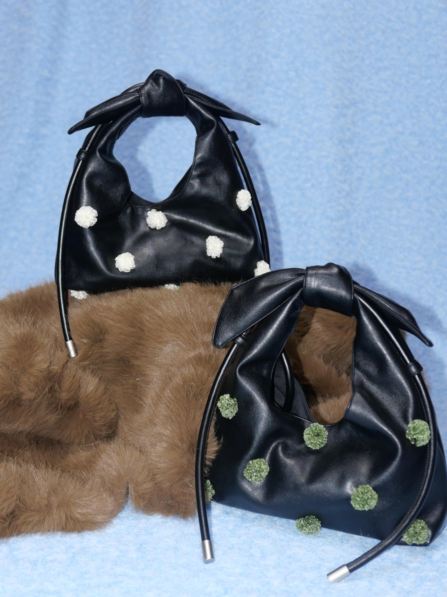 Floral-Decor Mini Triangle Crossbody Bag