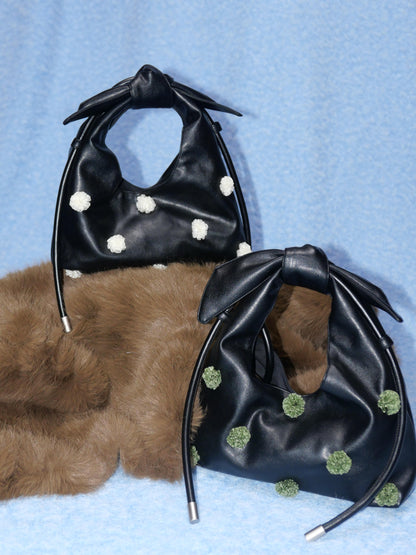 Floral-Decor Mini Triangle Crossbody Bag