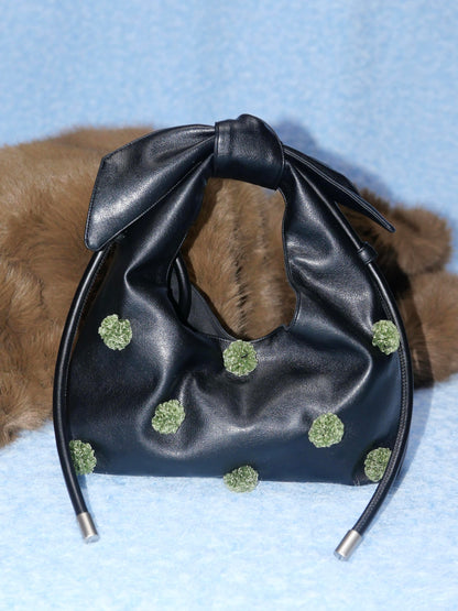 Floral-Decor Mini Triangle Crossbody Bag