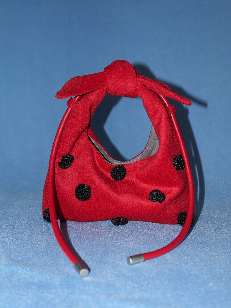 Floral-Decor Mini Triangle Crossbody Bag