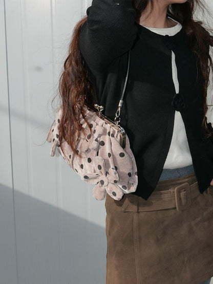 Floral Appliqué Kiss Lock Shoulder Bag