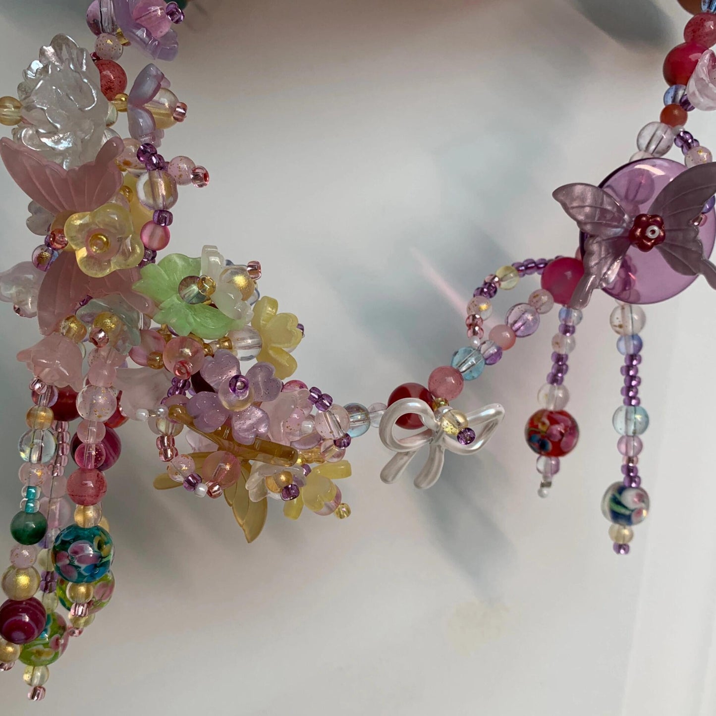 Floral Bloom Maximalist Beaded Tassel Necklace