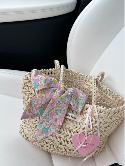 Floral Bow Handwoven Straw Bag