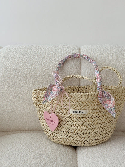 Floral Bow Handwoven Straw Bag