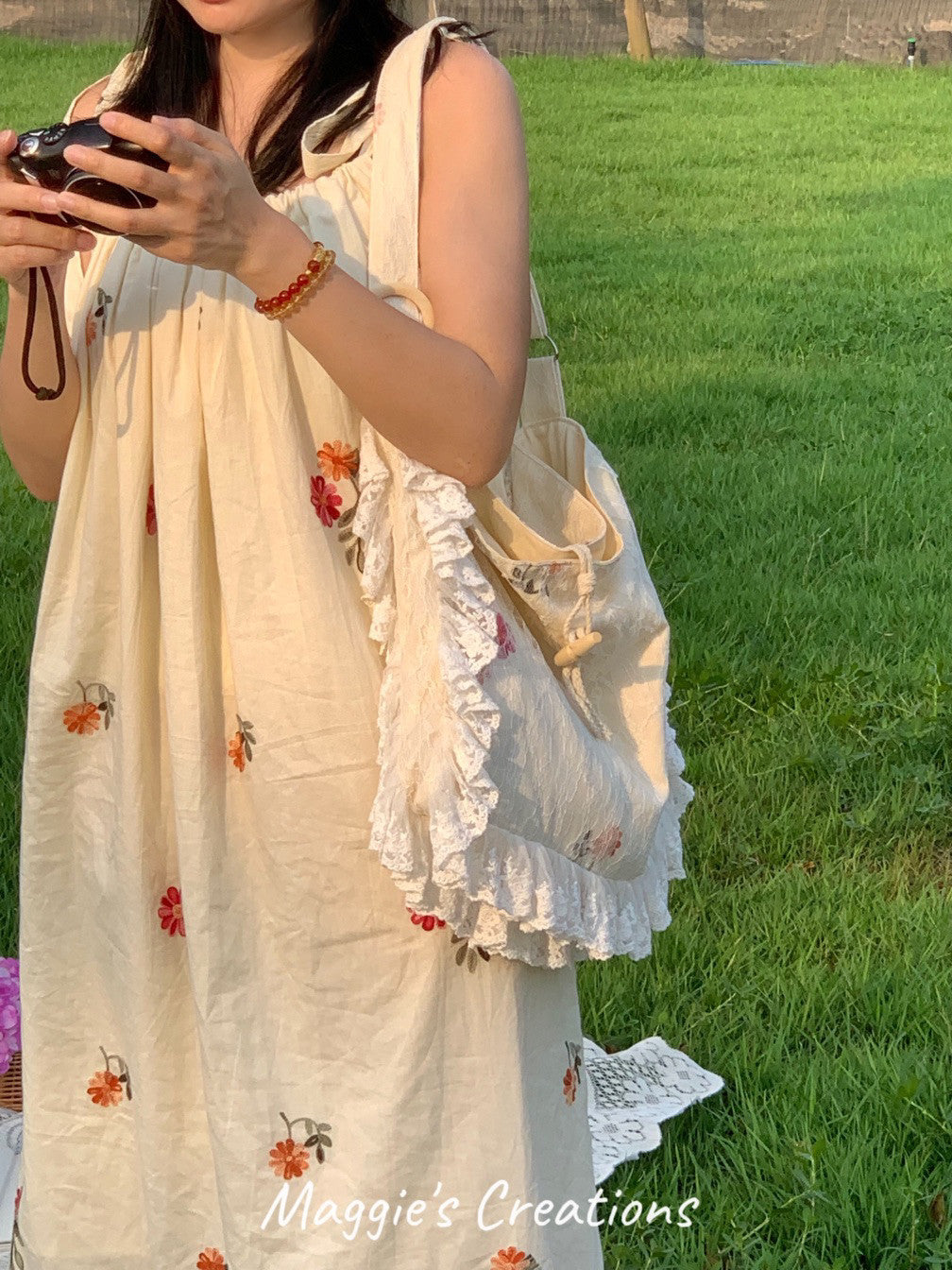 Floral Embroidered Lace Shoulder