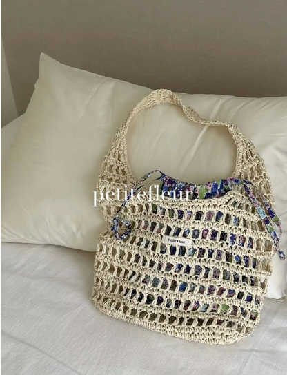 Floral Handwoven Straw Bag