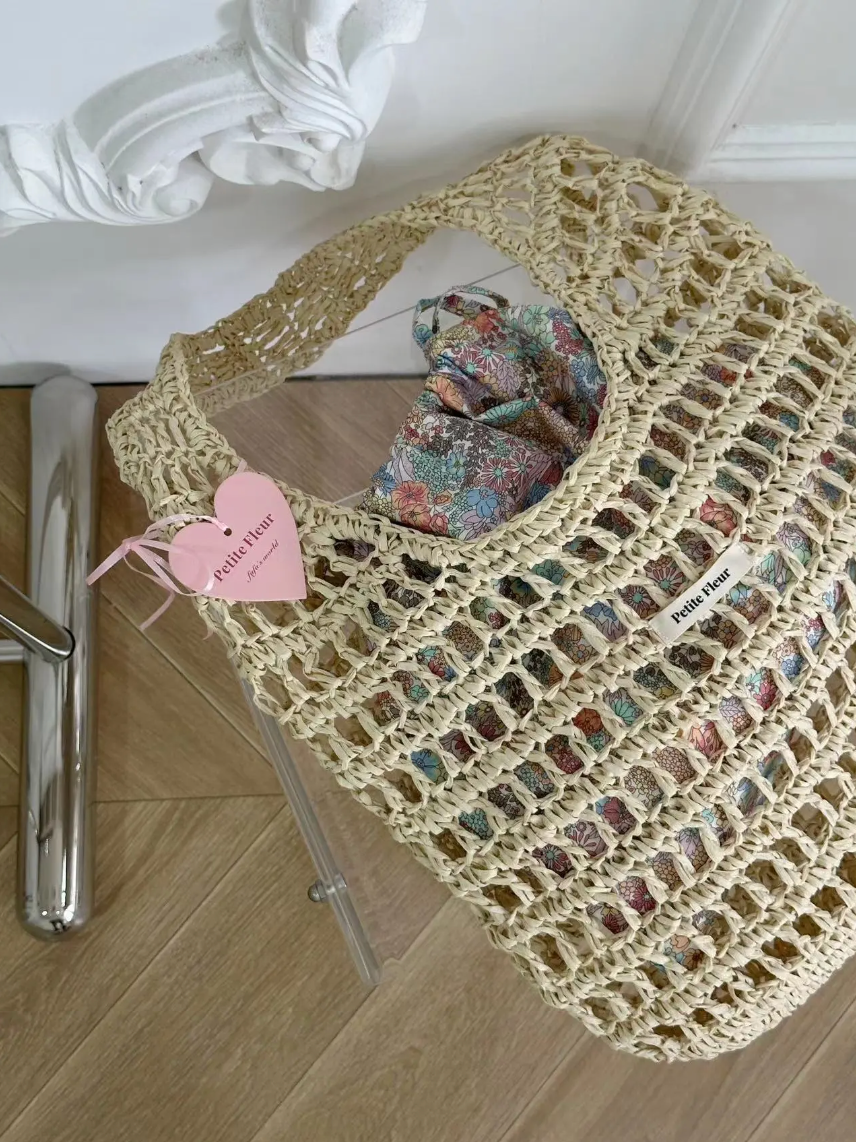 Floral Handwoven Straw Bag