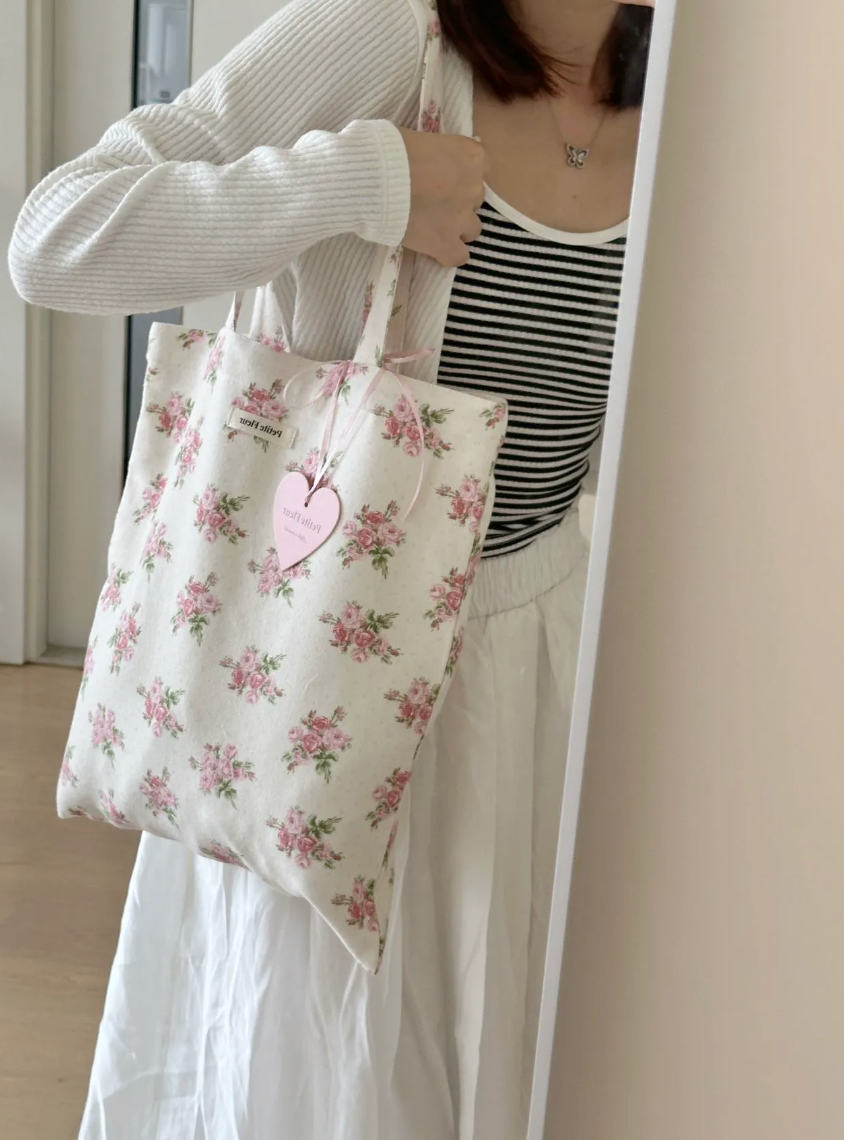 Floral Print Canvas Shoulder Bag - Main Image