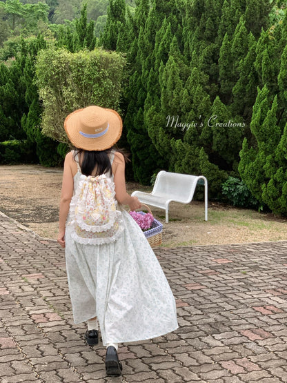 Floral Printed Lace Drawstring Backpack