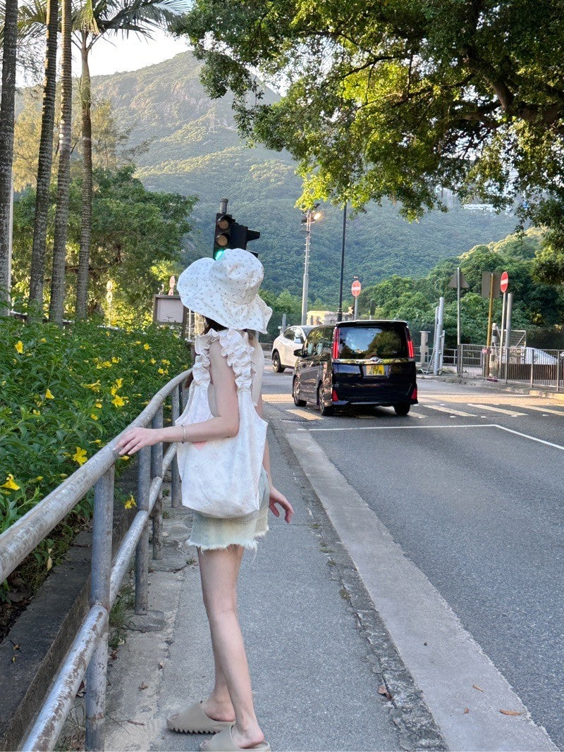 Floral Ruffles Vacation Bucket Bag