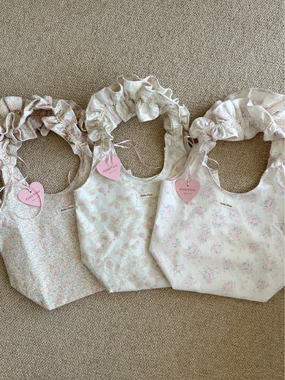 Floral Ruffles Vacation Bucket Bag