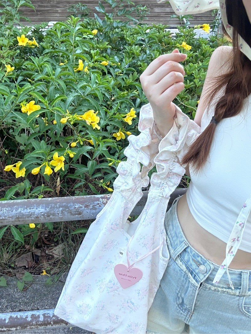 Floral Ruffles Vacation Bucket Bag