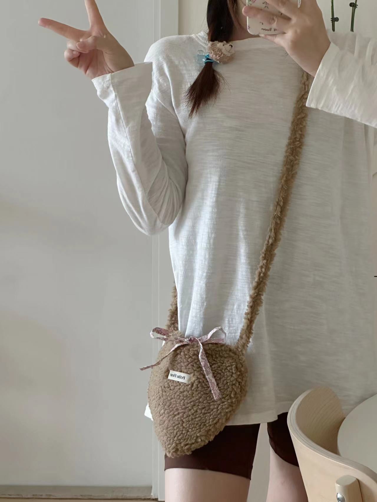 Floral Sherpa Heart Crossbody Bag | Bag | Three Fleas