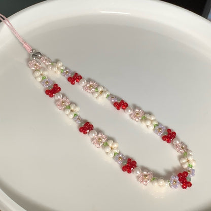 Flower Beaded Phone Charm