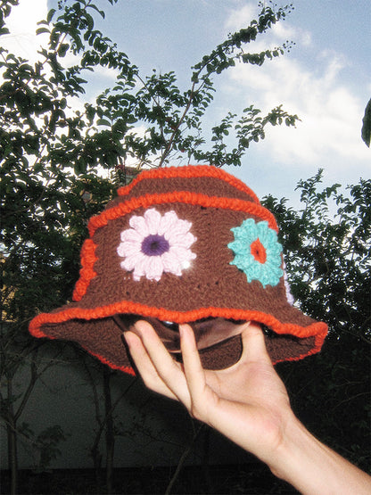 Flower Brown Handmade Crochet Hat