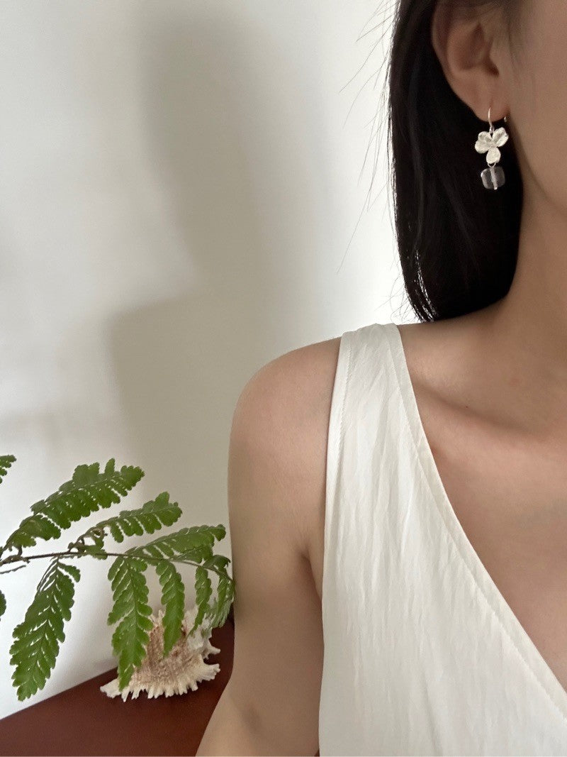 Flower Crystal Drop Earrings