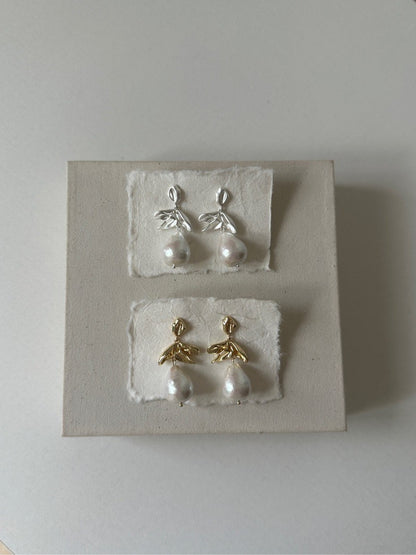 Flower Pearl Drop Earrings
