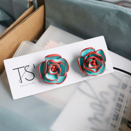 Flower Polymer Clay Open-end Ring Earrings