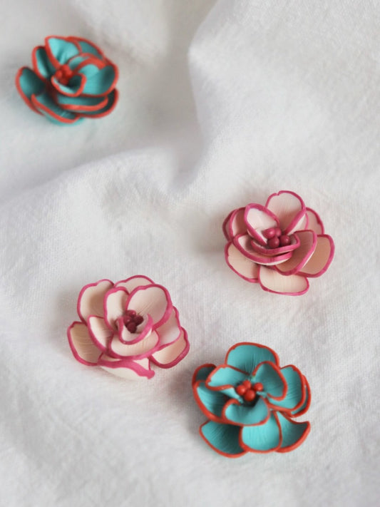 Flower Polymer Clay Open-end Ring Earrings