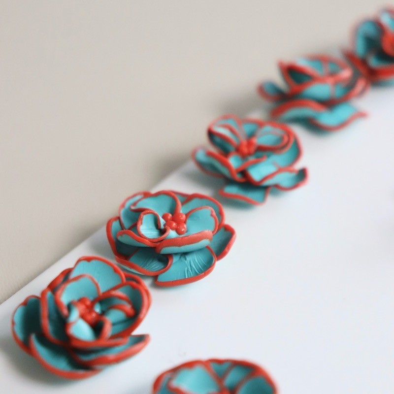 Flower Polymer Clay Open-end Ring Earrings