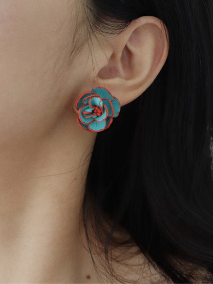 Flower Polymer Clay Open-end Ring Earrings