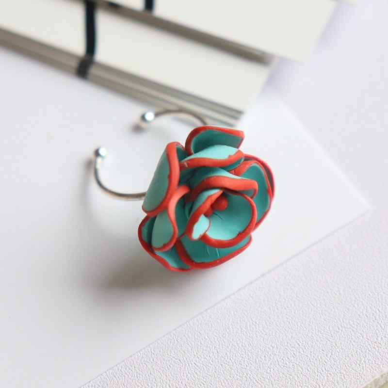 Flower Polymer Clay Open-end Ring Earrings
