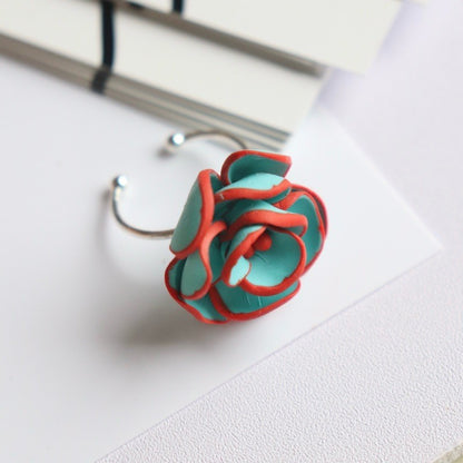 Flower Polymer Clay Open-end Ring Earrings