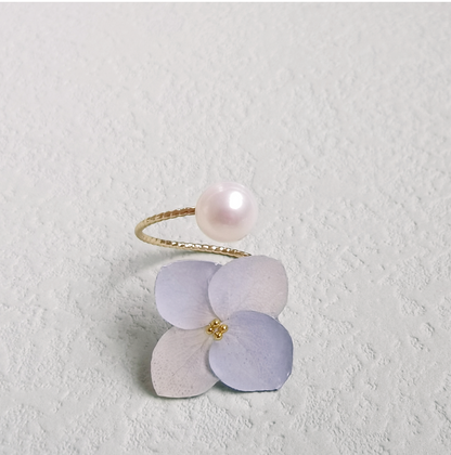 Flower Resin Pearl Open-end Ring