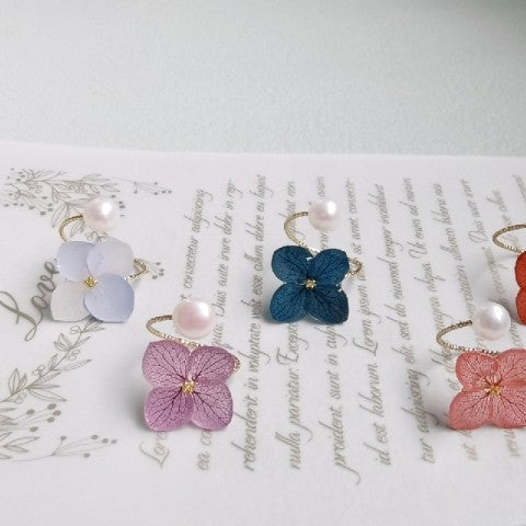 Flower Resin Pearl Open-end Ring