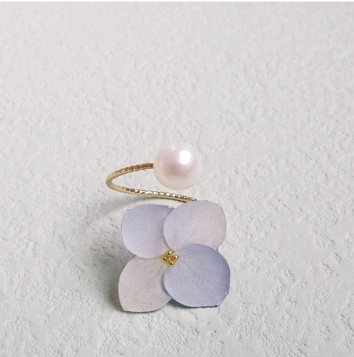 Flower Resin Pearl Open-end Ring