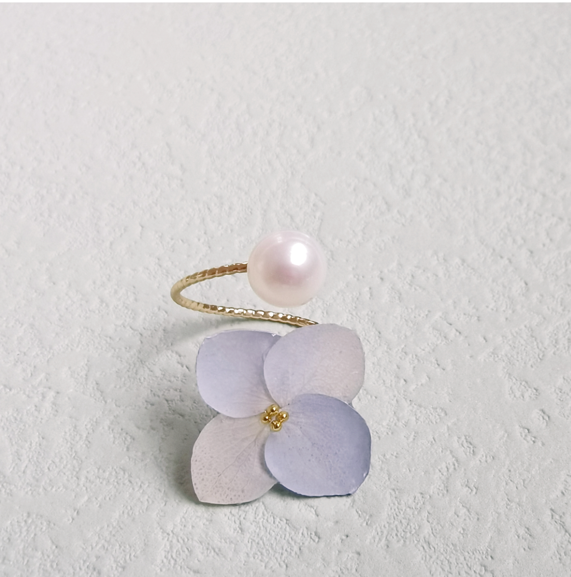 Flower Resin Pearl Open-end Ring