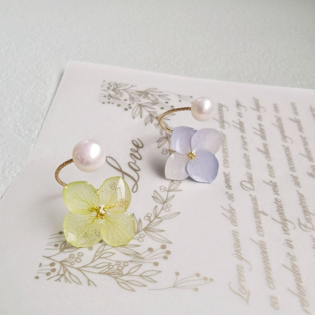 Flower Resin Pearl Open-end Ring
