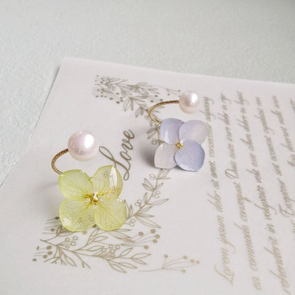 Flower Resin Pearl Open-end Ring
