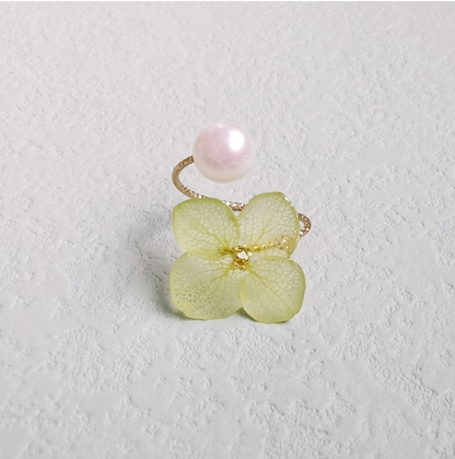 Flower Resin Pearl Open-end Ring