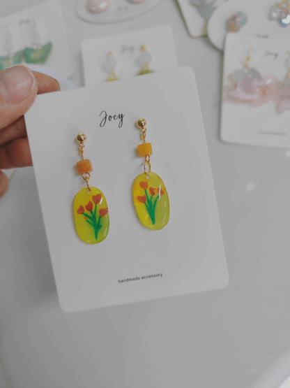 Flower Shrink Plastic Earrings