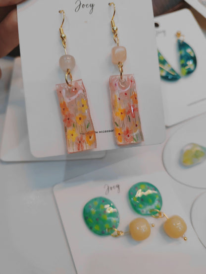 Flower Shrink Plastic Earrings