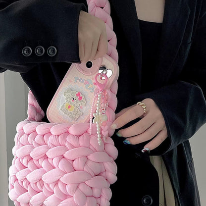 Fluffy Puppy Faux Leather Phone Case