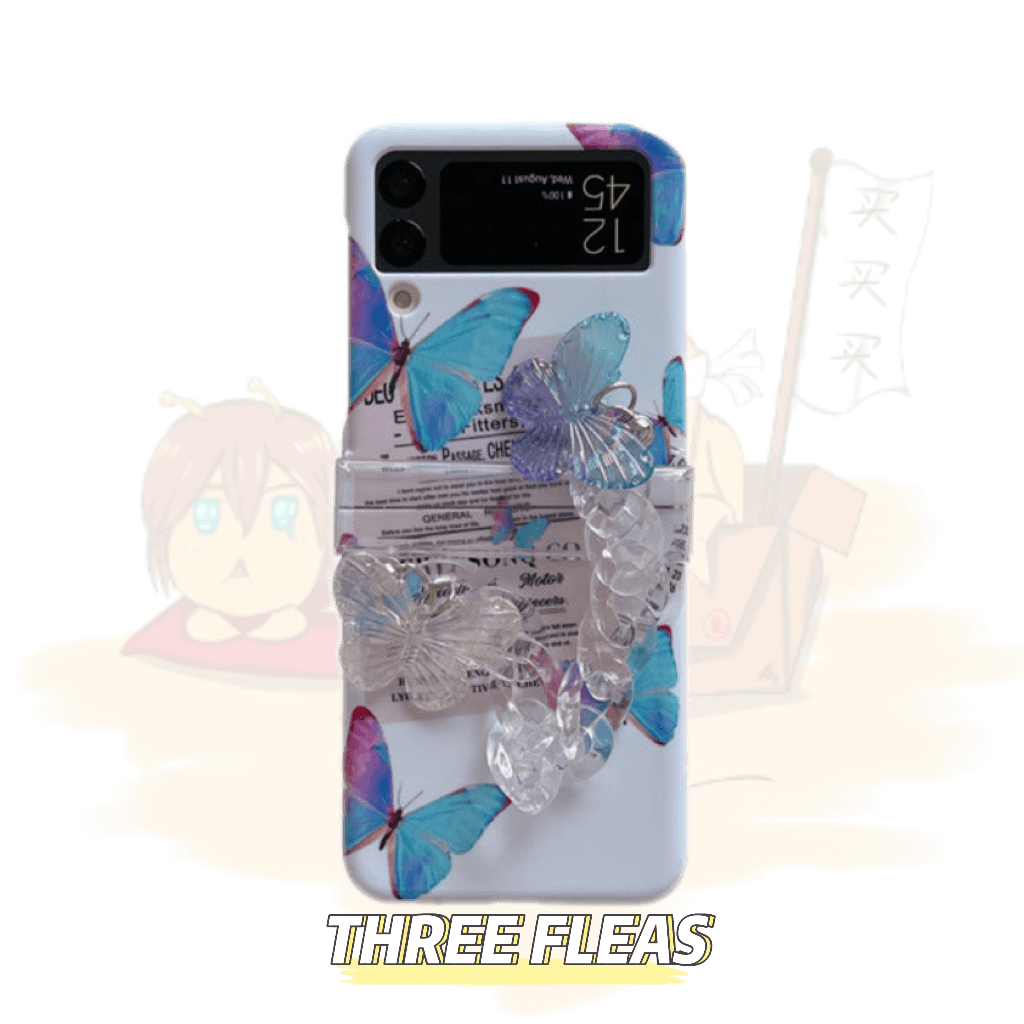 Fluorescent blue butterfly Galaxy Z-Flip3/4 phone case