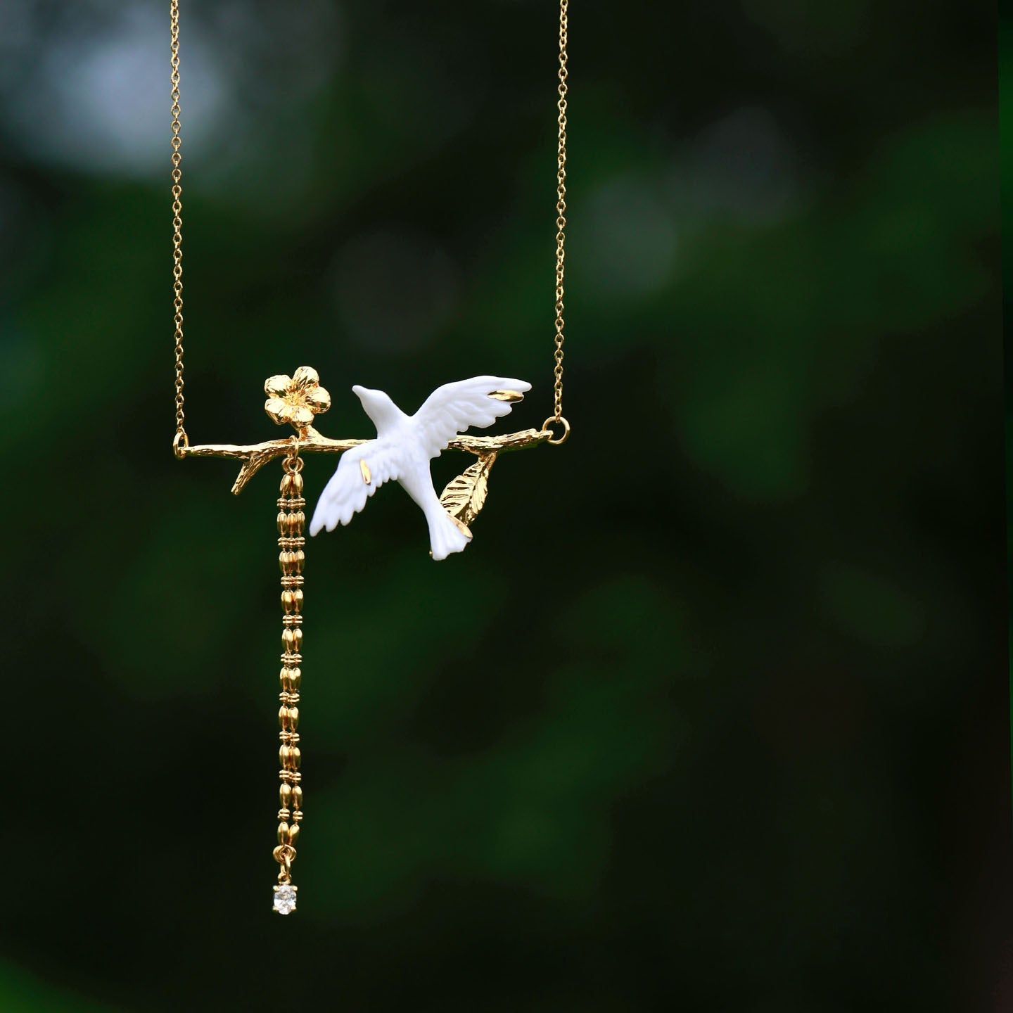 Flying Bird Ceramic Necklace