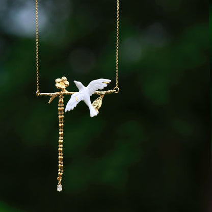 Flying Bird Ceramic Necklace