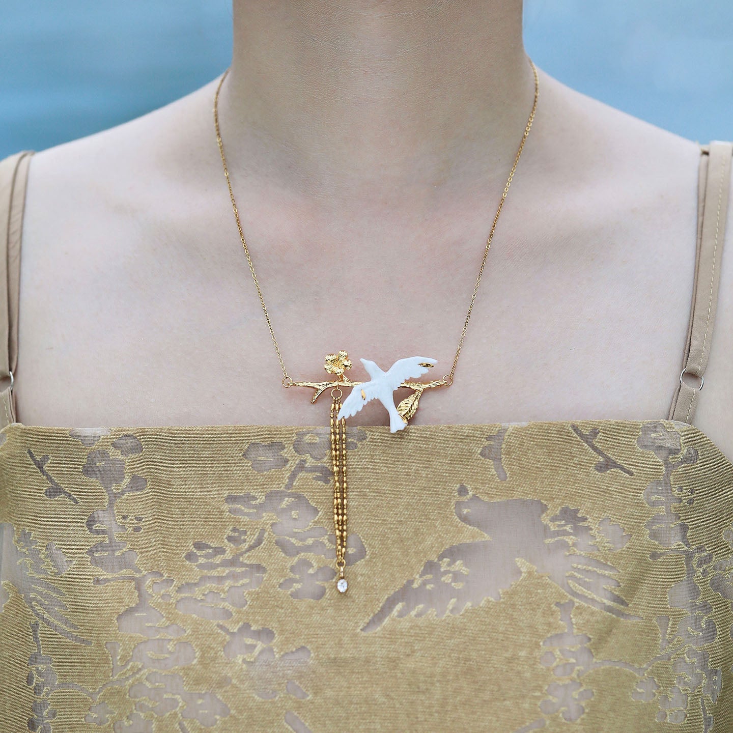 Flying Bird Ceramic Necklace