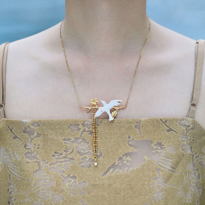 Flying Bird Ceramic Necklace