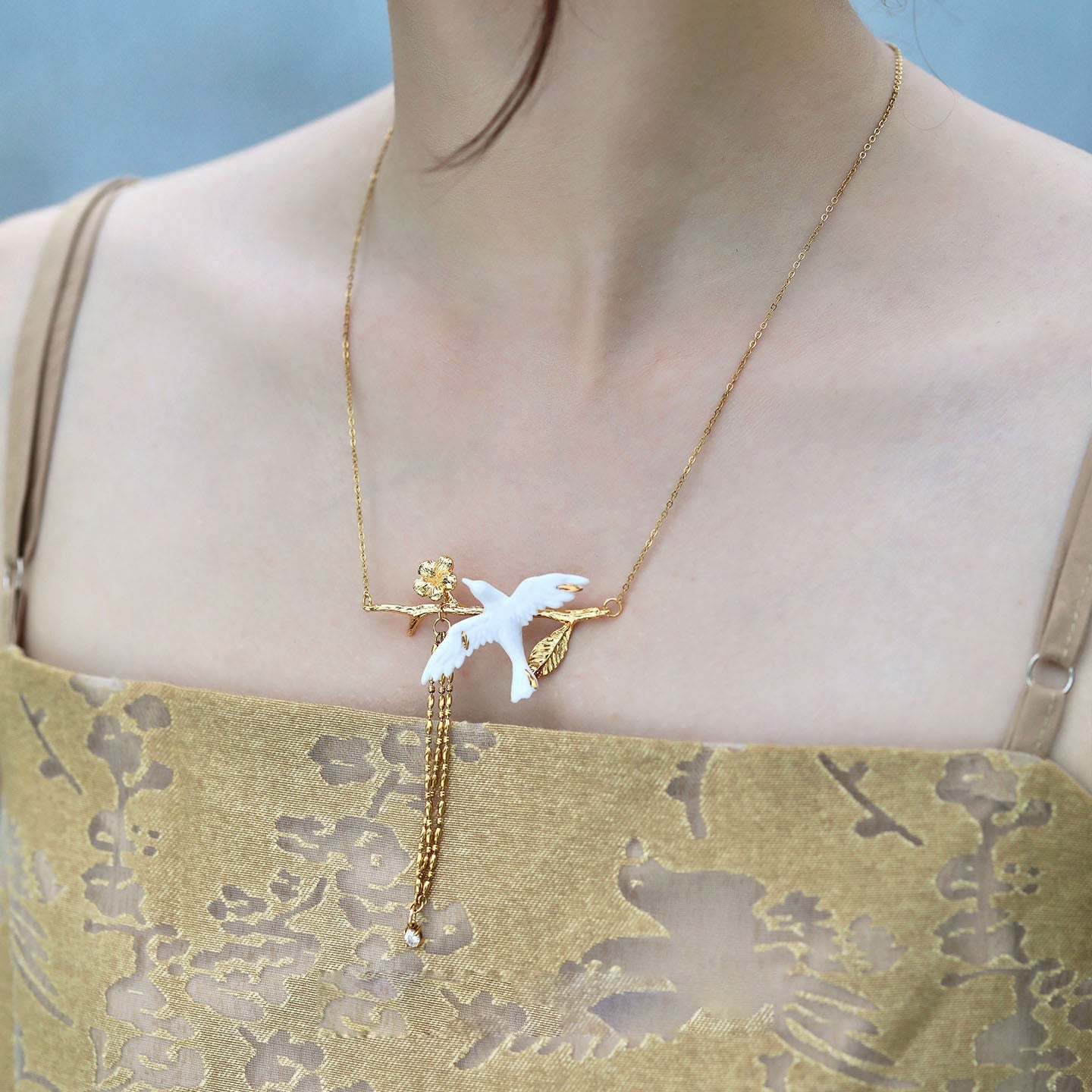 Flying Bird Ceramic Necklace
